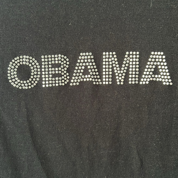 Rhinestone Crystal Barack Obama Fitted Tee Shirt 2008 size L - Picture 3 of 6